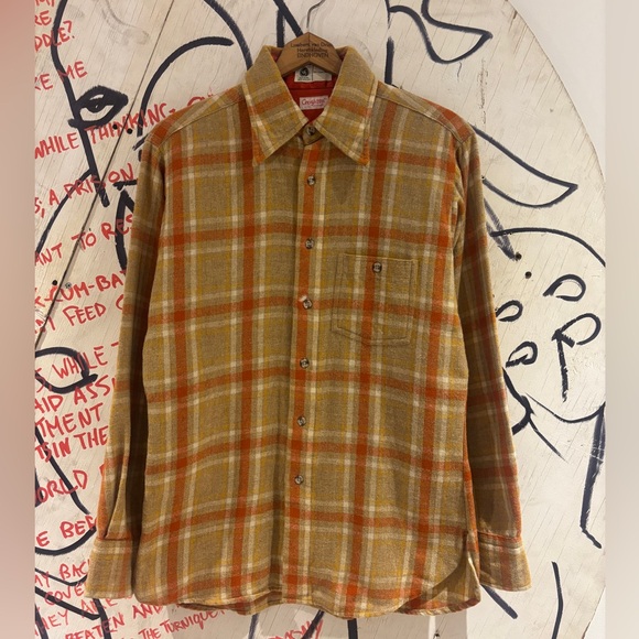 Vintage Other - Vintage 70s Creighton Shirtmakers Wool Blend Flannel Button Down Shirt
